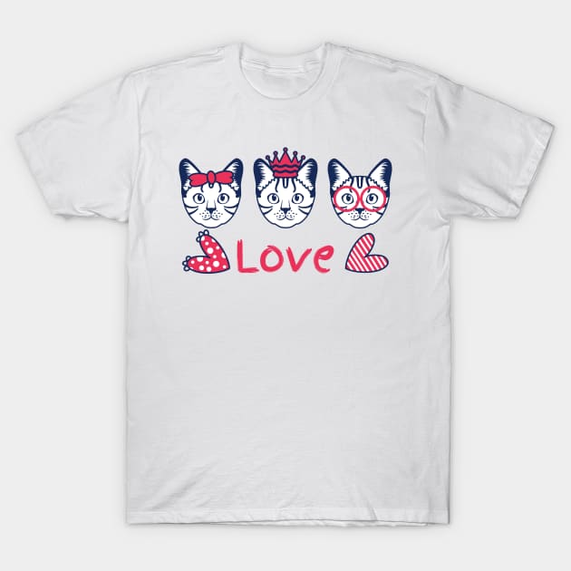 Love Cute Bengal Cat Head T-Shirt by LulululuPainting